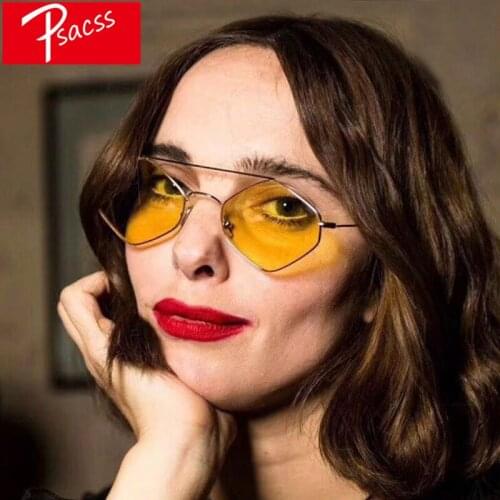 Psacss Small Rhombus Sunglasses Women Men Vintage Metal Brand Designer Sun Glasses Womens Retro Mirror Lunette De Soleil Femme