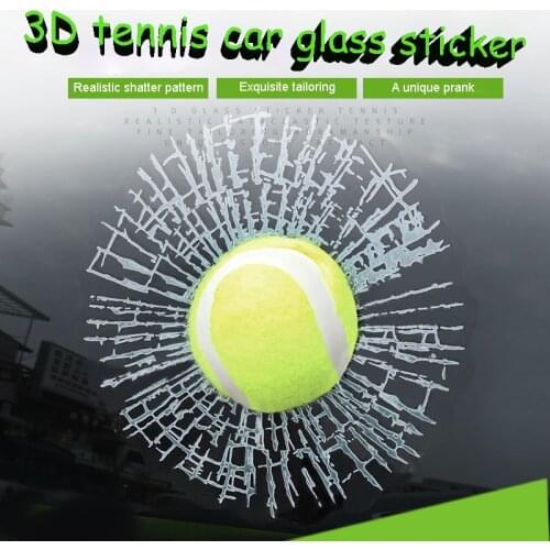 Car Styling 3D ball Car Stickers Funny Auto Ball Hits Car Body Window Sticker Self Adhesive Baseball Tennis Decal Accessories