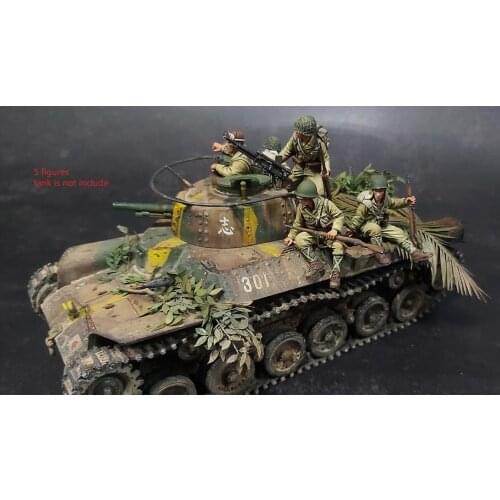 1/35 Resin Figure Model kits Military theme 5 Figures(Tank not included) Unassambled Unpainted 084