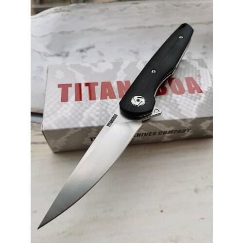 TITANOBOA New T-203 Ceramic Ball Bearing D2 blade G10 handle Camping Kitchen Hunting Outdoor pocket fruit EDC tool folding Knife