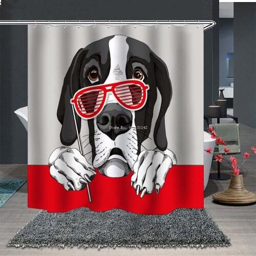 Cute Puppy Animal Print Shower Curtain Fashion Bathroom Partition Home Decoration Waterproof Shower Curtain