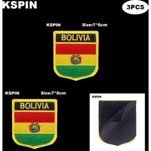 National Flag Patch Hook Loop Bolivia Badges Armband 3D Stick on Jacket Backpack Stickers