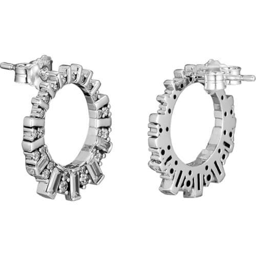 Glacial Beauty Stud Earrings with Clear CZ 100% 925 Sterling-Silver-Jewelry Free Shipping