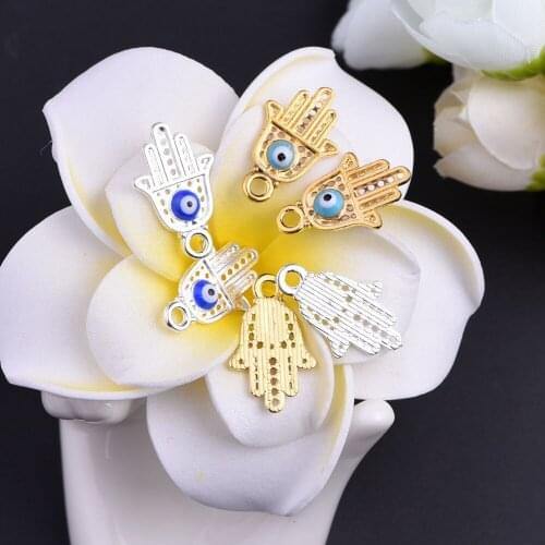 Zhu ru 10pcs 20*12mm TOP quality Retro Pop evil eye beads Hamsa Fatima Hand metal jewelry supplies findings Making DIY