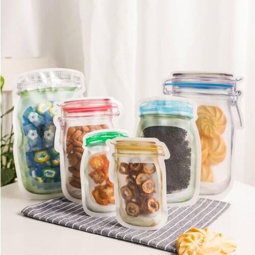 10/12 Pieces Jar Zipper Bags Reusable Snack Saver Bag Leakproof Food Sandwich Storage Bags for Travel Kids