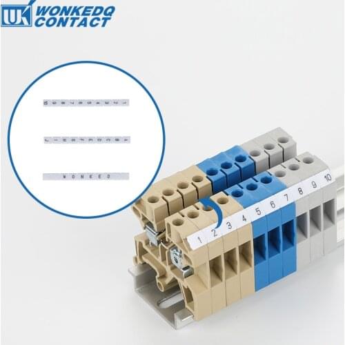 DEK 6 Zack Marker Strips With Standard Numbering With Blank for UK DIN Rail Terminal Blocks 10Pcs