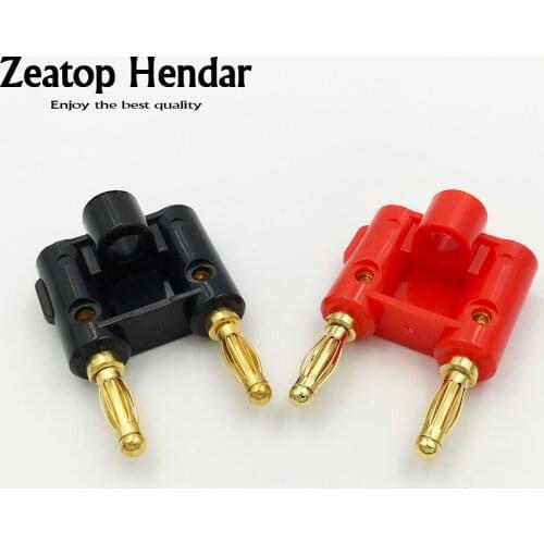 100Pcs Gold Gilded Double 4mm Banana Male Plug for Binding Post Socket Jack Speaker Adapter Connector