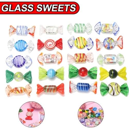 20pcs Glass Candy Randomly Vintage Murano Glass Sweets Wedding Party Candy Decorations Ornaments