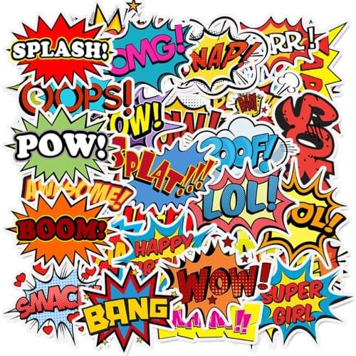 50PCS Rock Surprise English Stickers Classic Toy Travel Laptop Skateboard Guitar Luggage Waterproof Sticker Decals Funny Toy