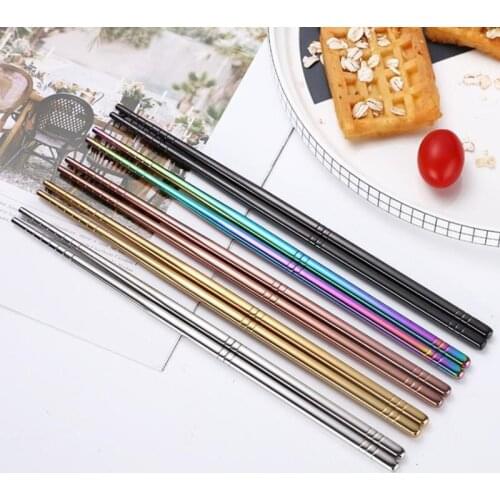 500pairs Stainless Steel Tableware Chopsticks Chinese Dinnerware Non-slip Food Chop Sticks Kitchen Tools NO343