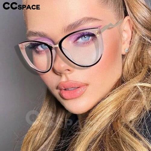 51064 Plastic Titanium Cat Eye Anti Blue Light Glasses Frames Men Women Fashion Computer Eyeglasses