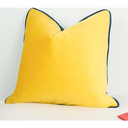 3 Colors Velvet Cushion Cover Luxury Green Bright Yellow With Deep Green Piping Pillow Case Soft No Balling-up Without Stuffing