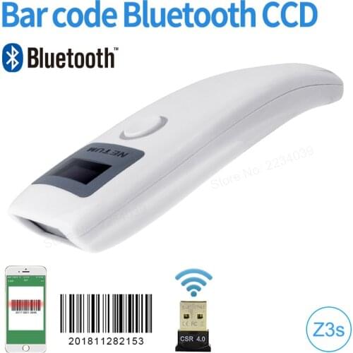 Wireless Bluetooth CCD Barcode scanner Mobile 1D barcode reader Handheld scanner with screen scan for windows/Mac ios/Android