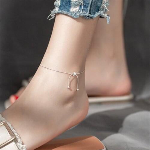 925 Sterling Silver Bowknot Anklets For Women Girls Summer Beach Boho Party New Trendy Jewelry sl114