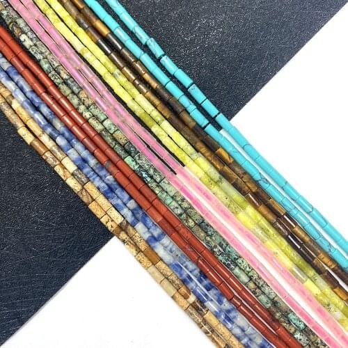 Cylindrical Natural Stone Beads 2x4mm Round Tube Beads for DIY Handmade Fashion Necklace Bracelet Earring Accessories 15 Inches