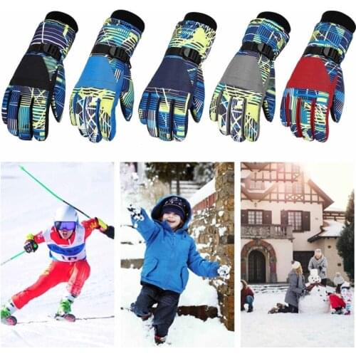 Kids Child Winter Warm Mountain Snowboard Ski Gloves Sports Full Finger Mittens
