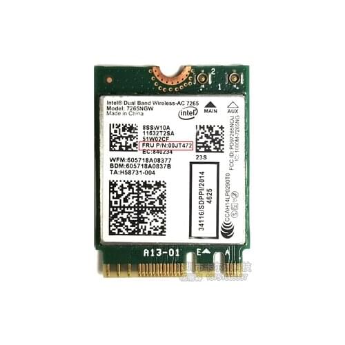 SSEA for Intel Wireless-AC 7265 7265NGW 802.11ac WiFi Bluetooth 4.0 NGFF 867M Card for LENOVO 00JYT472