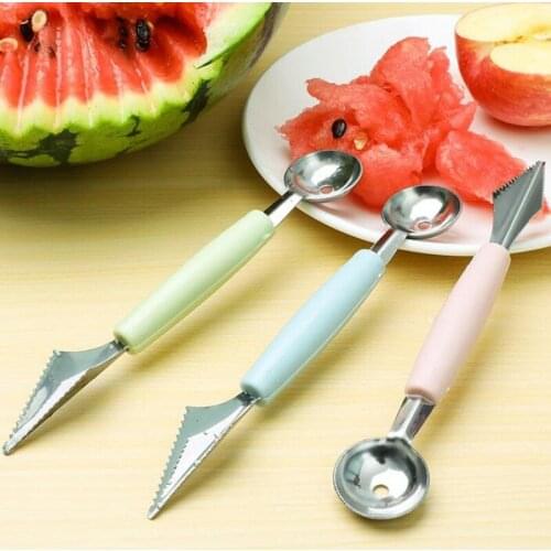 Double-headed 304 Stainless Steel Ice Scoop Digging Fruit Ball Spoon Eating Melon Carving Fruit Knife Fruit Ball Digging Device