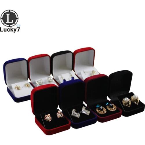 Factory Outlet Stud Earring Packaging Box Black Velvet Display Jewelry Small Pendant Necklace Organizer Storage Case Xmas Gift