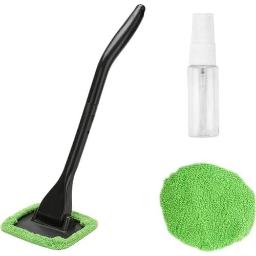 Window Windshield Cleaning Tool Microfiber Cloth Car Cleanser Brush with Detachable Handle Auto Inside Glass Wiper Cleaning Kit