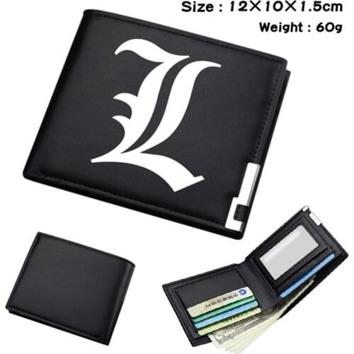 Anime Death Note PU Wallet Bifold Purse Photo Short Passcard Card Holder Note Compartment Mens Womens Black Wallets