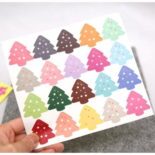 Colourful Christmas Star Tree Sealing Sticker DIY Gifts Baking Decoration Packaging Label 200pcs/lot