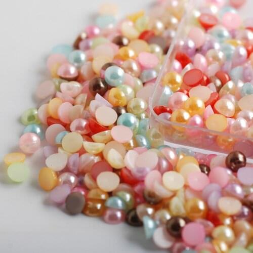 Nail Art Colorful Resin Half Pearls 3d Pearl Nail Art Decoration Beauty Nail Accessories Handmade decoration imitation pearl
