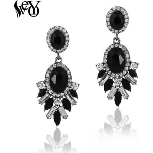 VEYO Small Geometry Crystal Drop Earring Vintage Rhinestone Earrings for women Brincos