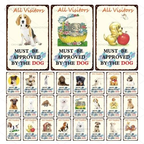 Lovely Dogs Metal Tin Cartoon Pet Art Painting Plat Poster Wall Crafts Wall Stickers Retro Ironed Plate Plaque Decor 20X30Cm