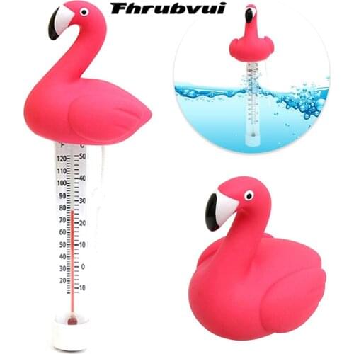 Cartoon Cute Swimming Pool Floating Water Thermometer Gauge Flamingo Shape Thermometers With String For Swimming Pools