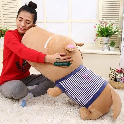 Dorimytrader 100cm Jumbo Soft Lying Animal Dog Plush Toy Pillow 39'' Cute Cartoon Dogs Stuffed Kids Play Doll Baby Gift DY61473
