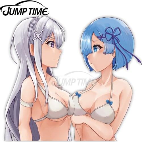 Jump Time 13 x 10.2cm For Re Zero Sexy Girls Vinyl Car Stickers Motocycle Helmet Window Trunk Creative Race Car Decal Decoration