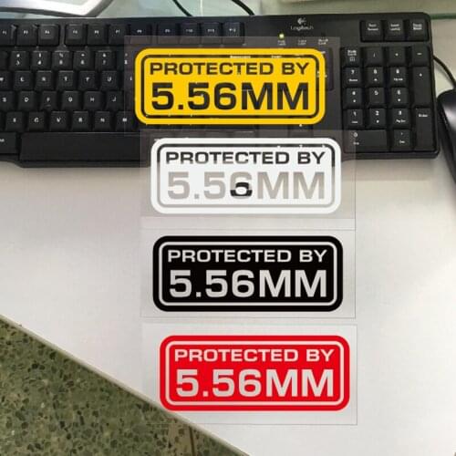 16cmx6.3cm Car Side Window Stickers Reflective Decals Decorate Accessories Warning protected By 5.56MM