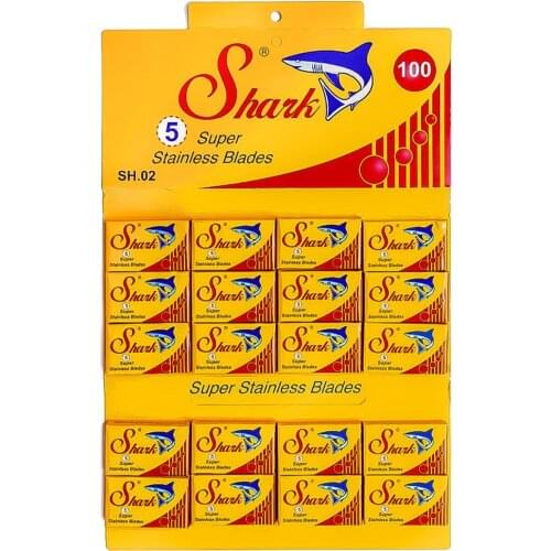 Original Shark Double Edge Razor Blades 1 Pack / 100 Pcs Shaving Razor Blades for Men Stainless Steel Barber