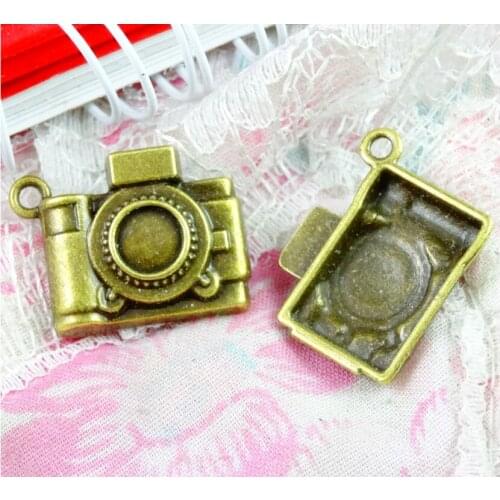 30pcs 20*17MM Antique Bronze camera charm pendant mobile phone accessories of European and American Vintage Jewelry charms