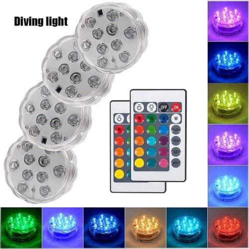 10 Led Remote Controlled RGB Submersible Light Battery Operated Underwater Night Lamp Outdoor Vase Bowl Garden Party Decoration