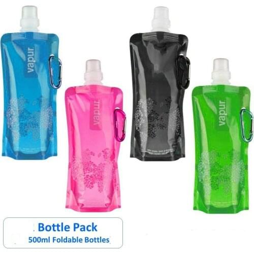 500ML Portable Folding Water Bottle with Button Outdoor Sports Equipment Drinking Water Container One Piece Sports Water Bottle
