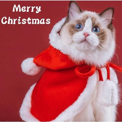 Cat Christmas Costume Hooded Pet Costume Santa Cloak Suitable For Puppy Kittens Large Suitable For Cats And Puppies