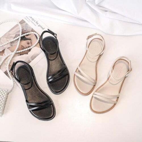 Flat Sandals Women Cross Thin Drawstring Fairy Shoes All-match Low Heel Roman Shoes Shoes Woman Sandals Woman Shoes