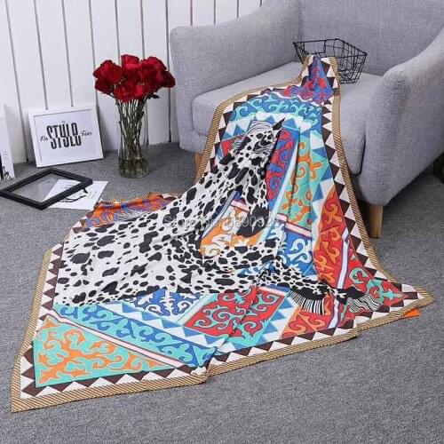 Pure Silk Scarf Women Large Shawls Stoles Tree Print Square Scarves Echarpes Foulards Femme Wrap Bandanas 130*130CM