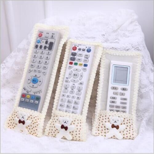 Cute Bear Fabric Lace TV Air Conditioning Remote Control Bow Cover Dust Bag Case Copertura del telecomando