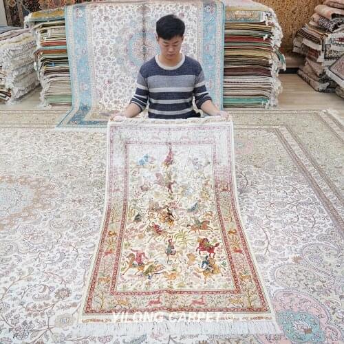 Yilong 3'x5' Traditional hunting design tapestry oriental nanyang silk rugs (ZQG464A)