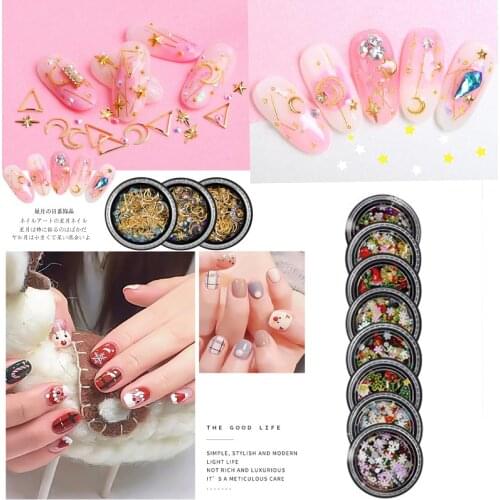 Nail Art Decorations for Christmas Mixed Nail Glitter 3D Rhinestones Nail Jewelry DIY Manicure Tools Nail Accessories Home Use