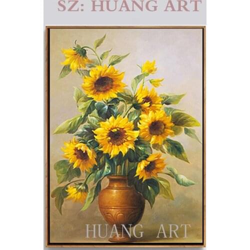 Hand-painted still life modern vase painting realistic yellow sunflower life household decorate a room hotel sofa