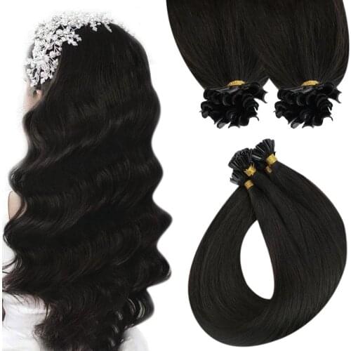 VeSunny Virgin U Tip Hair Extensions Pre Bonded Human Hair Extensions Nail Hair 1 Gram Per Strand Silk Straight Hair Nai Tip