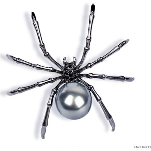 Victorian Mother of Pearl Body and Micro Pave Spider Brooches Pins Silver Tone Women Fashion Jewelry Ju25 21 Dropshipping