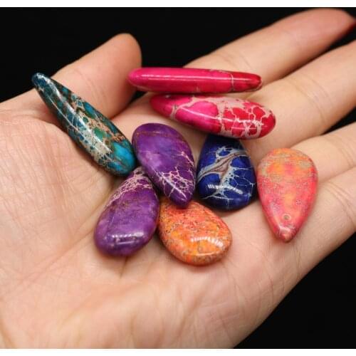 Vintage Emperor Stone Pendants Long Water Drop Imperial Jasper Charms for Jewelry Making Diy Earring Necklace Reiki Heal Gifts