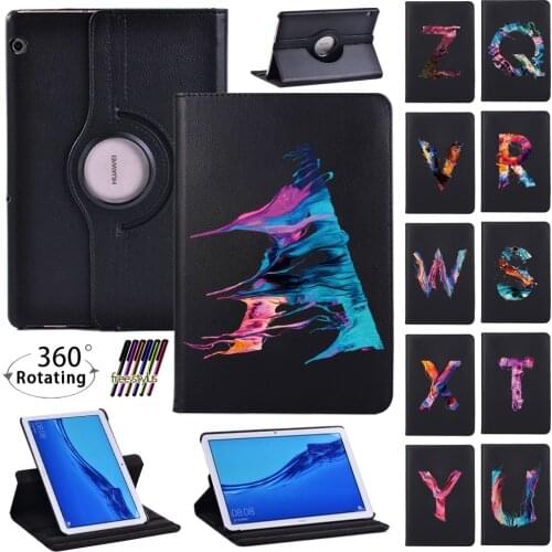 360 Rotating Case for Huawei MediaPad T3 10 9.6"/MediaPad T5 10 10.1" Tablet Foldable Leather Automatically Wake Up Cover
