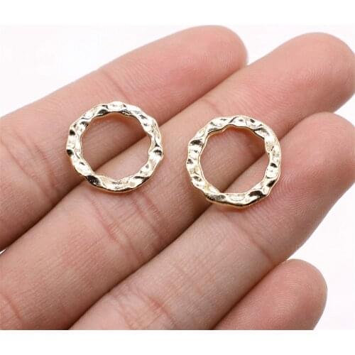 WYSIWYG 10pcs 17x17mm Charms Connector Jewelry Findings DIY Accessories Circle Pendant KC Gold Color