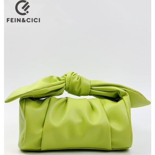 Women designer shoulder bag bow totes handbag cloud Underarm design pleated purse pouch shoulder bag 2021 spring new green beige